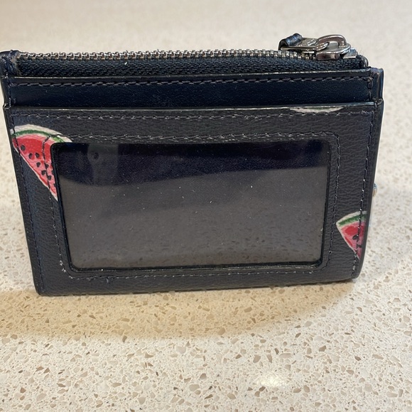 Coach Black Pebbled Leather Watermelon Print Card Holder EUC - Picture 4 of 6